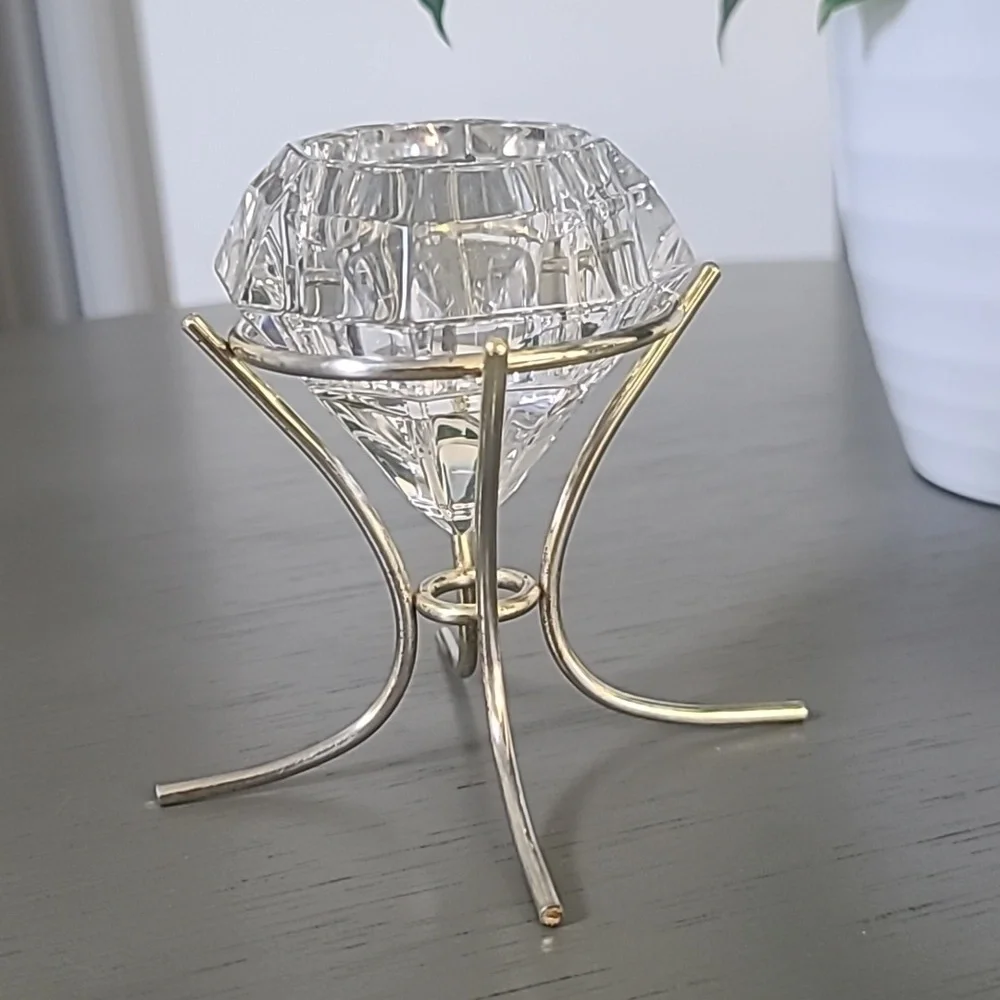 vintage Partylite Bleikristall 24% lead crystal diamond solitaire votive - Picture 2 of 6